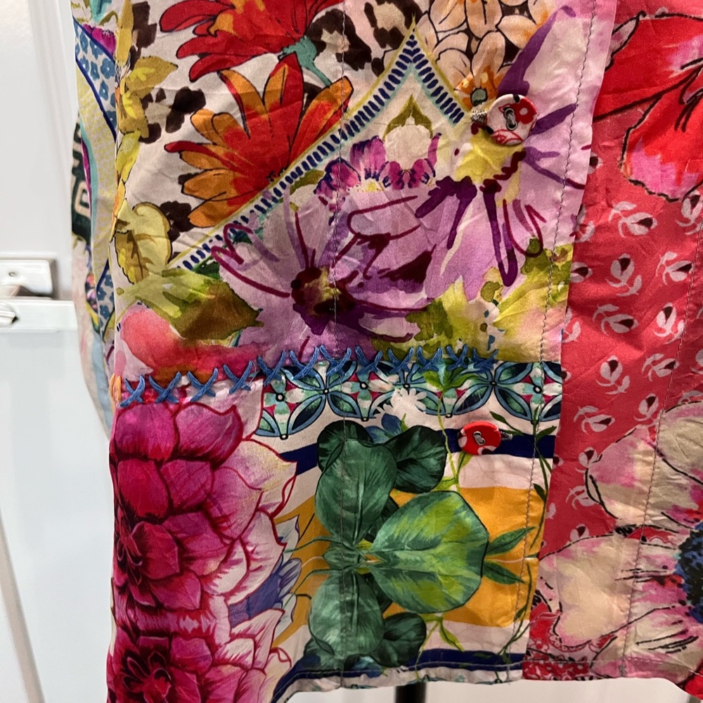Johnny Was Multicolor Floral Patchwork Shirt - image 8
